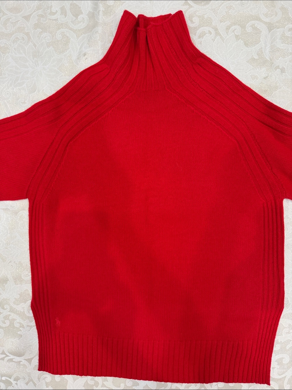 Polo Ralph Lauren Women’s Red Ribbed Mock Neck Sweater